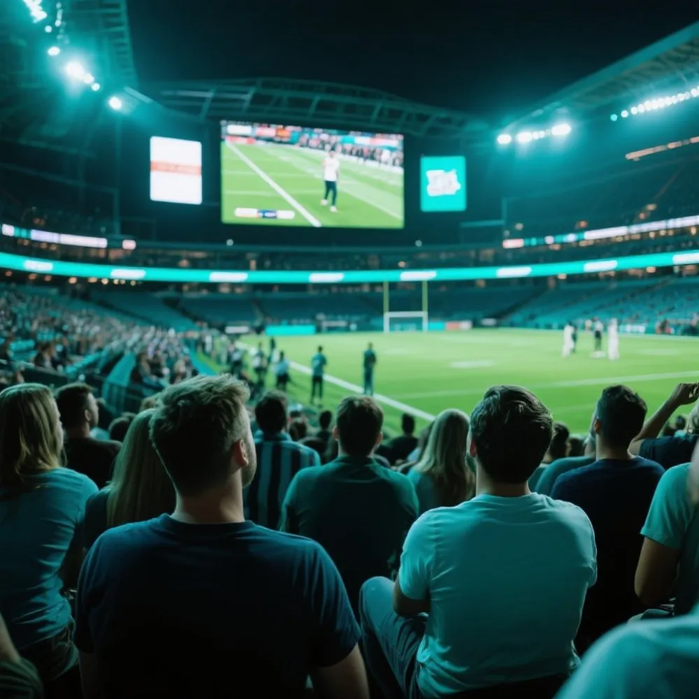 球迷观看比赛精彩回放的场景插图